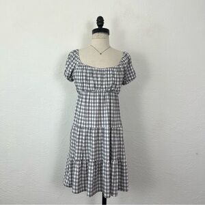 NWT Hollister Babydoll Plaid Milkmaid Tiered Mini Dress size XS